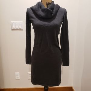 Cowl neck sweater dress in dark gray